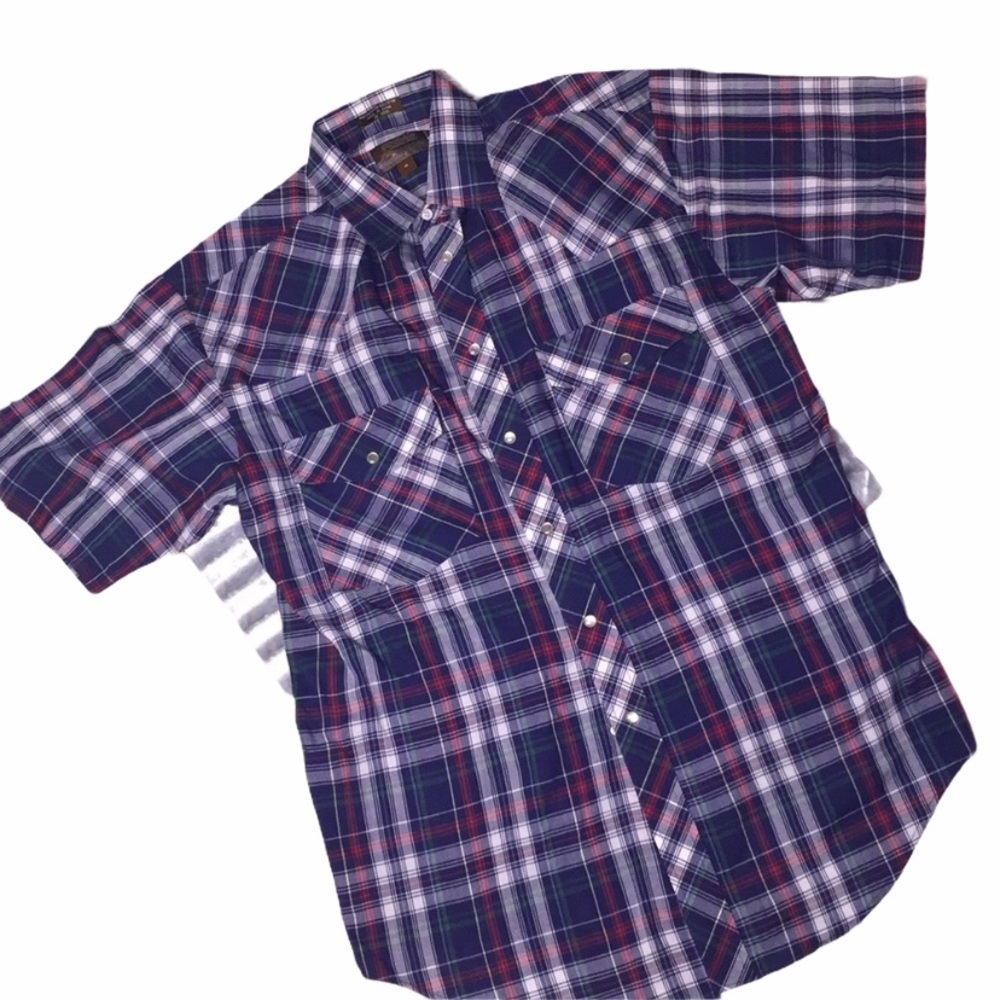 HP {OUTLAW Western Wear} Pearl Snap Button Up Shirt EUC Mens M full button
